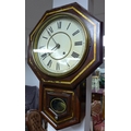 A late 19th century mahogany cased drop dial wall clock, with octagonal case, gilt highlights and cr... 