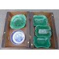 A collection of five Victorian centrepieces, four marked Wedgwood, comprising a pair of green glazed... 