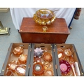 A large collection of vintage carnival glass, including a punch bowl with cups and ladle, vases, dis... 