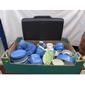 A Wedgwood part breakfast set, blue and white glaze, together with a Samsonite briefcase and a selec... 