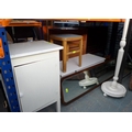 A group of vintage furniture, comprising a white painted bedside cabinet, chest with lift lid and st... 