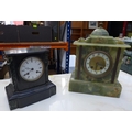 Two Victorian mantel clocks, one with slate case and the other with onyx case. (2)