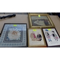 A group of four pictures comprising a piece of Chinese embroidery, 31 by 29cm, glazed and framed, 33... 