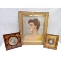 A collection of three pictures, portraits of ladies, various frames, 40.5 by 34cm and smaller. (3)