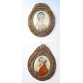 A pair of late 19th or early 20th century miniatures, in the Louis XVI style depicting a lady and ge... 