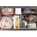 A quantity of vintage metal tins, including advertising, biscuits and chocolate tins, Cadbury's, Mac... 