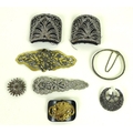 A collection of Georgian and later bright-cut steel and paste set buckles and jewellery, various des... 