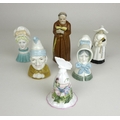 A group of six Royal Worcester candle snuffers comprising Monk, Nun, Mob Cap inspired by Kate Greena... 