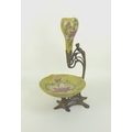 An Art Nouveau centrepiece in the style of WMF, the gilt metal mount in the form of a young girl rea... 