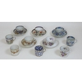 A group of 19th century porcelain, many possibly New Hall, comprising a coffee can, teacup and sauce... 