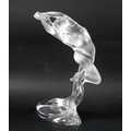 A modern Lalique clear crystal sculpture, modelled as a female nude, 'Arms Up Acrobat', standing on ... 