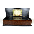 A Swiss Mandoline-Piccolo music box, late 19th century, in a walnut veneered and marquetry inlaid ca... 