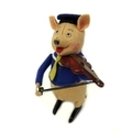 A vintage Shuco tinplate clockwork model of a pig playing the fiddle, dressed in a sailor's uniform,... 