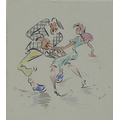 A group of three 1950's German cartoons depicting dancers, each with dedicated caption signed Peter,... 