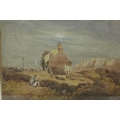 After John Thirtle (British, 1777-1839): watercolour depicting two figures standing before a house, ... 