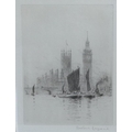 Rowland Langmaid (British, 1897-1956): 'Thames at Westminster', etching, signed in pencil lower righ... 