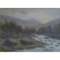 Archibald Kay R.S.A. R.S.W. (Scottish, 1860-1935): The Pass at Lenny, misty mountain stream, oil on ... 