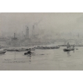 William Lionel Wyllie RA, RE, RI (British, 1851-1931): 'Waterloo Bridge and the Shot Towers', with t... 