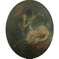 After Carle Vernet (French, 1758-1836): Cupid and Psyche, an 18th century study, pastel on paper, la... 