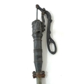A cast iron black painted garden water pump, with cast foliate decoration and long standpipe, 25 by ... 