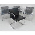 A set of four Knoll Studio BRNO chairs, after design by Ludwig Mies Van Der Rohe, black leather seat... 