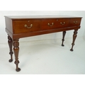 A Victorian and later mahogany sideboard, likely made up from the case of a square piano, with three... 
