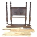 A 19th century four poster bed frame, with reeded and turned supports, approximately 202 by 148 by 2... 