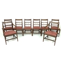 A set of eight Georgian mahogany dining chairs, including two carvers, with drop in seats, chairs 50... 