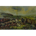 David Woodland (British, 20th century): The Battle of Waterloo, signed, oil on canvas, framed, 161 b... 