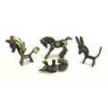 A group of Austrian bronze animal figures, comprising a donkey, a dog, and two horses, mid 20th cent... 
