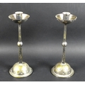 A pair of WMF Jugendstil silver plated on brass Arts & Crafts candlesticks, circa 1915, with hemisph... 