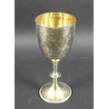 A Victorian silver goblet with plain bowl, knopped stem and beaded foot rim, London 1896, indistinct... 