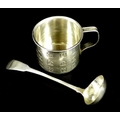 A Cartier silver christening cup, of small can form with alphabet design, marked to the base Cartier... 