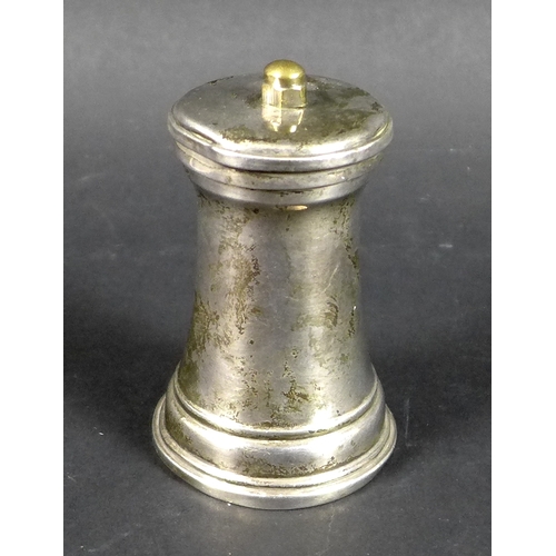 11 - An Art Deco silver pepper grinder with Peugeot Freres mechanism, Birmingham 1933, Adie Bros Ltd, 8cm... 