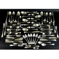 A large collection of Georgian and later silver flatware, comprising two basting spoons, London 1798... 