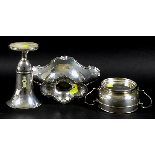 49 - A group of Edwardian and later silver, comprising a Rococo style sauce boat on stand, London 1905, H... 