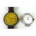 An early 20th century Longines silver wristwatch,the white enamel dial with Roman numerals and subsi... 