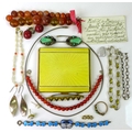 A collection of vintage jewellery, including a coral bead bracelet, a blue enamelled Danish silver b... 