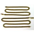 A pair of 9ct gold chains of flattened curb link form, both hallmarked and marked 375, one 46cm, the... 