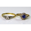An 18ct gold ring set with cushion cut diamond of approximately 0.25ct, band marked 18ct gold and pl... 
