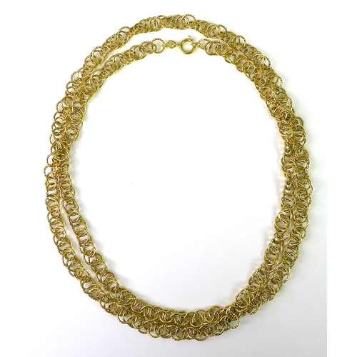 260 - A Kutchinsky 18ct gold chain link necklace, formed of interconnected plain and fine rope twist rings... 