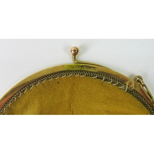 255 - An Art Deco 9ct gold mesh evening bag, London 1924, The Gold Mesh Bag Co Ltd, engraved to inside rim... 