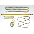A group of 9ct gold jewellery, comprising a twisted link necklace, a plaited strand bracelet, an 's'... 
