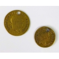 Two George III gold coins comprising a George III 1800 First Portrait third guinea, with crown verso... 