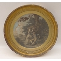 A 19th century soft ground etching in circular giltwood frame, 44cm, together with a Baxter print of... 