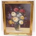 Francia (20th century): a late 20th century still life oil on canvas, depicting a vase filled with f... 