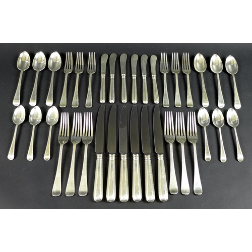 45 - A C J Vander suite of Elizabeth II silver cutlery, six place settings, comprising six table knives, ... 