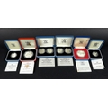A group of cased silver proof coins, comprising 1996 crown commemorating Her Majesty Queen Elizabeth... 