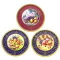 A pair of modern Royal Worcester chargers, hand painted fruit studies, with applied ‘jewelled’ ename... 