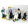 A group of Royal Doulton figurines modelled as clowns, comprising Slapdash HN2277, Will He-Wont He? ... 